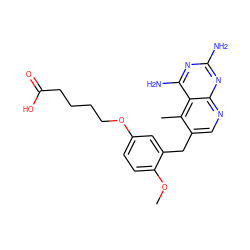 COc1ccc(OCCCCC(=O)O)cc1Cc1cnc2nc(N)nc(N)c2c1C ZINC000013646365