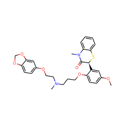 COc1ccc(OCCCN(C)CCOc2ccc3c(c2)OCO3)c([C@@H]2Sc3ccccc3N(C)C2=O)c1 ZINC000001552136