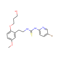 COc1ccc(OCCCO)c(CCNC(=S)Nc2ccc(Br)cn2)c1 ZINC000040861933