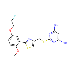 COc1ccc(OCCF)cc1-c1nc(CSc2nc(N)cc(N)n2)cs1 ZINC000096283872