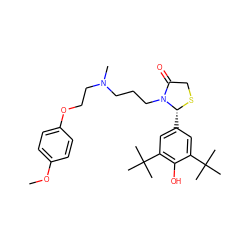 COc1ccc(OCCN(C)CCCN2C(=O)CS[C@@H]2c2cc(C(C)(C)C)c(O)c(C(C)(C)C)c2)cc1 ZINC000013781688