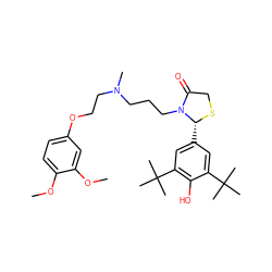 COc1ccc(OCCN(C)CCCN2C(=O)CS[C@@H]2c2cc(C(C)(C)C)c(O)c(C(C)(C)C)c2)cc1OC ZINC000027433178