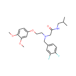 COc1ccc(OCCN(CC(=O)NCC(C)C)Cc2ccc(F)c(F)c2)cc1OC ZINC000040423648