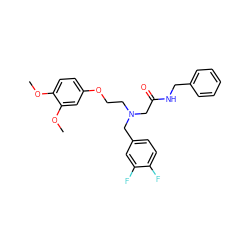 COc1ccc(OCCN(CC(=O)NCc2ccccc2)Cc2ccc(F)c(F)c2)cc1OC ZINC000045484934