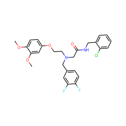 COc1ccc(OCCN(CC(=O)NCc2ccccc2Cl)Cc2ccc(F)c(F)c2)cc1OC ZINC000040937136