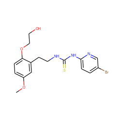 COc1ccc(OCCO)c(CCNC(=S)Nc2ccc(Br)cn2)c1 ZINC000040863763