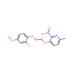 COc1ccc(OCCOc2ccc(C)nc2[N+](=O)[O-])c(Cl)c1 ZINC000066147944