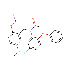 COc1ccc(OCI)c(CN(C(C)=O)c2cc(F)ccc2Oc2ccccc2)c1 ZINC000026376145