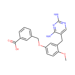 COc1ccc(OCc2cccc(C(=O)O)c2)cc1Cc1cnc(N)nc1N ZINC000003641197