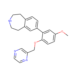 COc1ccc(OCc2cnccn2)c(-c2ccc3c(c2)CCNCC3)c1 ZINC000205441277