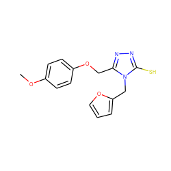 COc1ccc(OCc2nnc(S)n2Cc2ccco2)cc1 ZINC000006678699