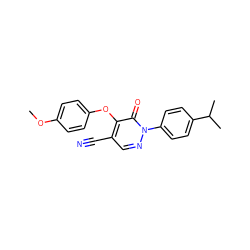 COc1ccc(Oc2c(C#N)cnn(-c3ccc(C(C)C)cc3)c2=O)cc1 ZINC000066156697