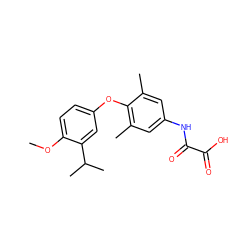 COc1ccc(Oc2c(C)cc(NC(=O)C(=O)O)cc2C)cc1C(C)C ZINC000013602423