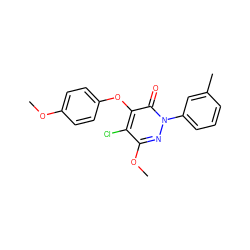 COc1ccc(Oc2c(Cl)c(OC)nn(-c3cccc(C)c3)c2=O)cc1 ZINC000095560233