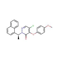 COc1ccc(Oc2c(Cl)cnn([C@@H](C)c3cccc4ccccc34)c2=O)cc1 ZINC000095598192