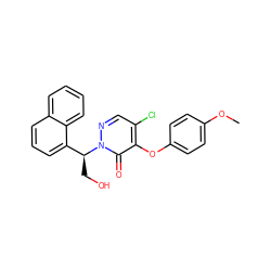 COc1ccc(Oc2c(Cl)cnn([C@@H](CO)c3cccc4ccccc34)c2=O)cc1 ZINC000095598142