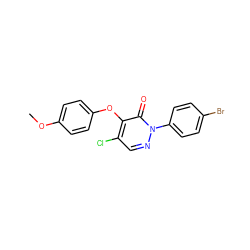 COc1ccc(Oc2c(Cl)cnn(-c3ccc(Br)cc3)c2=O)cc1 ZINC000001393846