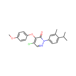 COc1ccc(Oc2c(Cl)cnn(-c3ccc(C(C)C)c(C)c3)c2=O)cc1 ZINC000066139432