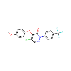 COc1ccc(Oc2c(Cl)cnn(-c3ccc(C(F)(F)F)cc3)c2=O)cc1 ZINC000095560592