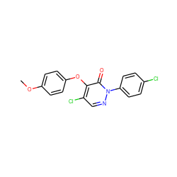 COc1ccc(Oc2c(Cl)cnn(-c3ccc(Cl)cc3)c2=O)cc1 ZINC000001023867