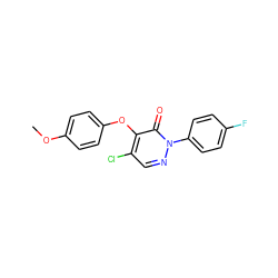 COc1ccc(Oc2c(Cl)cnn(-c3ccc(F)cc3)c2=O)cc1 ZINC000001392487