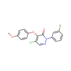 COc1ccc(Oc2c(Cl)cnn(-c3cccc(Br)c3)c2=O)cc1 ZINC000095557912