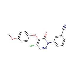 COc1ccc(Oc2c(Cl)cnn(-c3cccc(C#N)c3)c2=O)cc1 ZINC000066136229