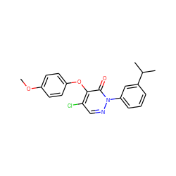 COc1ccc(Oc2c(Cl)cnn(-c3cccc(C(C)C)c3)c2=O)cc1 ZINC000066136354