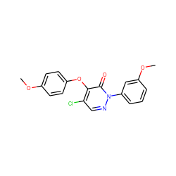 COc1ccc(Oc2c(Cl)cnn(-c3cccc(OC)c3)c2=O)cc1 ZINC000066103619