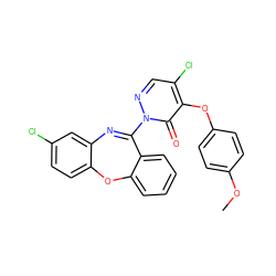 COc1ccc(Oc2c(Cl)cnn(C3=Nc4cc(Cl)ccc4Oc4ccccc43)c2=O)cc1 ZINC000095595641