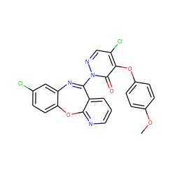 COc1ccc(Oc2c(Cl)cnn(C3=Nc4cc(Cl)ccc4Oc4ncccc43)c2=O)cc1 ZINC000073372721