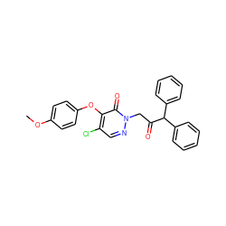 COc1ccc(Oc2c(Cl)cnn(CC(=O)C(c3ccccc3)c3ccccc3)c2=O)cc1 ZINC000095595096