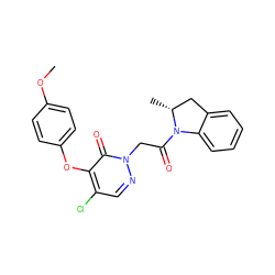 COc1ccc(Oc2c(Cl)cnn(CC(=O)N3c4ccccc4C[C@H]3C)c2=O)cc1 ZINC000073294859