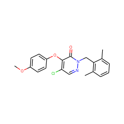 COc1ccc(Oc2c(Cl)cnn(Cc3c(C)cccc3C)c2=O)cc1 ZINC000073330128