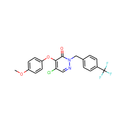 COc1ccc(Oc2c(Cl)cnn(Cc3ccc(C(F)(F)F)cc3)c2=O)cc1 ZINC000095593058