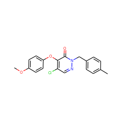 COc1ccc(Oc2c(Cl)cnn(Cc3ccc(C)cc3)c2=O)cc1 ZINC000066156429