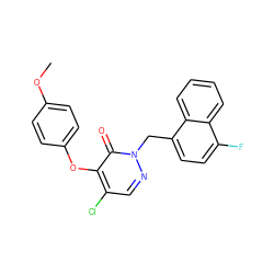 COc1ccc(Oc2c(Cl)cnn(Cc3ccc(F)c4ccccc34)c2=O)cc1 ZINC000095597944