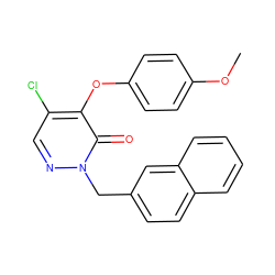 COc1ccc(Oc2c(Cl)cnn(Cc3ccc4ccccc4c3)c2=O)cc1 ZINC000095596188