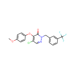 COc1ccc(Oc2c(Cl)cnn(Cc3cccc(C(F)(F)F)c3)c2=O)cc1 ZINC000095595087