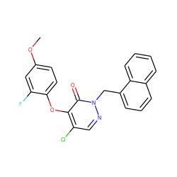 COc1ccc(Oc2c(Cl)cnn(Cc3cccc4ccccc34)c2=O)c(F)c1 ZINC000073223706