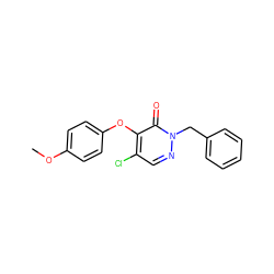 COc1ccc(Oc2c(Cl)cnn(Cc3ccccc3)c2=O)cc1 ZINC000095593337