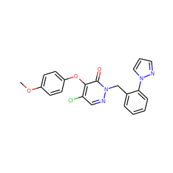 COc1ccc(Oc2c(Cl)cnn(Cc3ccccc3-n3cccn3)c2=O)cc1 ZINC000073242953