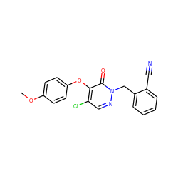 COc1ccc(Oc2c(Cl)cnn(Cc3ccccc3C#N)c2=O)cc1 ZINC000073333301