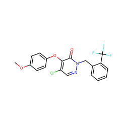 COc1ccc(Oc2c(Cl)cnn(Cc3ccccc3C(F)(F)F)c2=O)cc1 ZINC000095595600