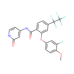 COc1ccc(Oc2cc(C(F)(F)C(F)(F)F)ccc2C(=O)Nc2cc[nH]c(=O)c2)cc1F ZINC000143158035