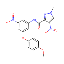 COc1ccc(Oc2cc(NC(=O)c3nn(C)cc3[N+](=O)[O-])cc([N+](=O)[O-])c2)cc1 ZINC000002735426