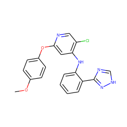 COc1ccc(Oc2cc(Nc3ccccc3-c3nc[nH]n3)c(Cl)cn2)cc1 ZINC000073162782