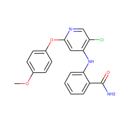 COc1ccc(Oc2cc(Nc3ccccc3C(N)=O)c(Cl)cn2)cc1 ZINC000073163341