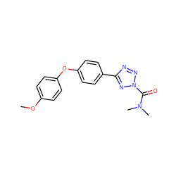 COc1ccc(Oc2ccc(-c3nnn(C(=O)N(C)C)n3)cc2)cc1 ZINC000096258096