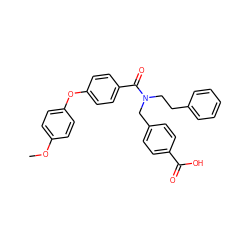COc1ccc(Oc2ccc(C(=O)N(CCc3ccccc3)Cc3ccc(C(=O)O)cc3)cc2)cc1 ZINC000584598321